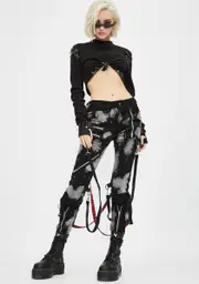 [Tripp NYC] Bleach And Stud Bondage Pants