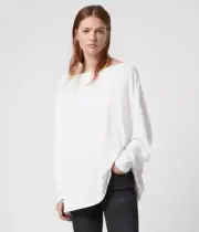 AllSaints Rita T Shirt Long Sleeve Drop Shoulder Designer Oversize Tee Top Large