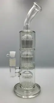 14" Glass Triple Perk Bong Multi Arm Tree Perk Rig High Quality Glass Pipe.