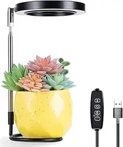 LED Grow Light 48 LED Grow Lights with 3 Timer and 9 Dimmable Levels Height Adjustable Full Spectrum Growing Lamp Round Growth Light Stake