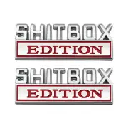 2x Silver & Red Chrome Shitbox Edition Emblem Letter Car Logo Sport Metal Badge (for: Honda Civic)