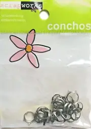 Scrap Works Embellishments - 24 Silver Round Conchos Hugs CO111 - NEW