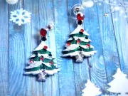 CRYSTAL EMBELLISHED CHRISTMAS TREE DANGLE EARRINGS-SIZE: MEDIUM
