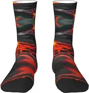 [JEJEA] Kilauea Volcanos print Socks For Men and Women Men's Moisture Control Crew Socks Gifts For Golf, Hunting, Camping