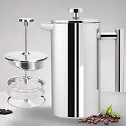 French Press Coffee Maker, Stainless Steel Double Walled Insulated Coffee Press with Fine Filters, Espresso Tea Maker