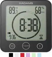 KADAMS Digital Bathroom Shower Kitchen Clock Timer with Alarm, Waterproof for Wa