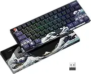 XVX 60% Gaming Keyboard, RGB 3-Modes Wireless Mechanical Keyboard, Mini 60 Percent Gamer Keyboard with Hot-Swappable Pre-lubed Linear Switch for Windows & Mac (Great Wave Off Kanagawa), M61 Pro