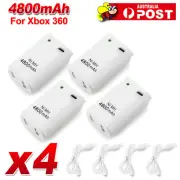 4x for Xbox 360 Battery Charger Pack Wireless Rechargeable Controller USB Cable