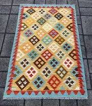 Hand Woven Afghan Wool Kilim, Size: 153 X 97 cm, Flat Woven Handmade Floor Rug