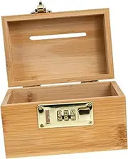 HYTROVE Wooden Coin Change Container Treasure Chest Money Box Lock Antiqued Savings Pot for Home Decor