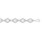 Silver Cult F/w Pearl & Cz Fancy Bracelet in White