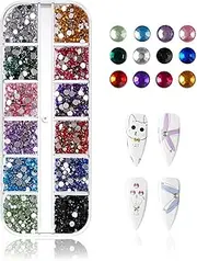 Nail Rhinestones, 12 Grid Nail Art Foil Glitter Sequins for Nail Decoration, Face Body Eyes Make Up, DIY Decals Decoration(12 Colors)