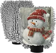 XYMZR Christmas Snowman Snow Absorbent Microfiber Car Wash Mitt, Funny Cute Anime Scratch Free for Cars Cleaning, Home Cleaning Mitts, 2 Pack, 10.24” L x 7.09” W