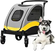 Pet Dog Strollers for Large Dogs/Cats, Pet Stroller for Disabled Cats Dogs, Travel Stroller Dog Pram Carriage Pushchair for Multiple Pet, Bearing Weight 130 Lbs
