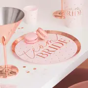 Hen Party Rose Gold & Blush 'team BRIDE' Paper Plates 8pk