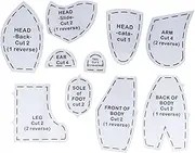 Bear Sewing Pattern Set, Acrylic Quilting Tools 10 Pieces Reusable Bear Sewing Patterns for Home (M 12inch)