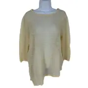Chicos Travelers 3/4 Sleeve Round Neck Shear Overlay Top Size 2 US L