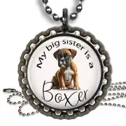My Big Sister is a Boxer Puppy Dog Kids Bottle Cap Necklace Kid Furbaby Jewelry