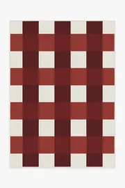 150' x 215' | Machine Washable Runner Rug | Kid & Pet Friendly | Indoor Rug | Gingham Plaid Red & White Outdoor Rug | Ruggable