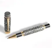 JinHao Vintage Dragon Rollerball Pens For Signature Writing with Pen Pouch - Heavy Big Pen Grey Silver
