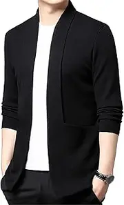 [Generic] Men's Open Front Pockets Cardigan Sweater Open Front Cardigans Sweaters for Men Male Cotton Cardigans Sweater