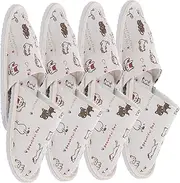 Bedroom Slippers 4 Pairs Disposable Men's Women's Lightweight Breathable Imitation Linen Carton Animal Printing for Guests