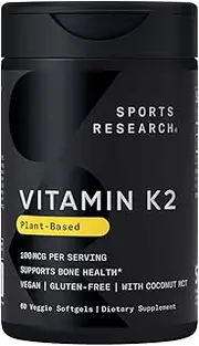 Sports Research - Vitamin K2 Mena Q7-100mcg, 60 veggie Softgels