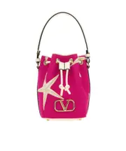 Valentino VLogo Plaque Drawstring Bucket Bag One size Pink