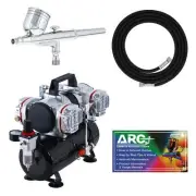 MULTI-PURPOSE Dual-Action AIRBRUSH KIT SET Pro 4 Cylinder Piston Air Compressor
