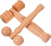 2pcs Handheld Wooden Massager Rolling Massage Stick Wooden Foot Massager Roller Manual Operation Roller Tools For Muscle