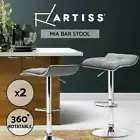 Artiss 2x Fabric Bar Stools Swivel Bar Stool Dining Chairs Gas Lift Kitchen Grey