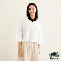在飛比找momo購物網優惠-【Roots】Roots 女裝- CHAMBRAY上衣(白色