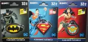 Emtec: Batman, Superman & Wonder Woman 3-32GB FLASH DRIVE KEYCHAINS NEW DC Comic
