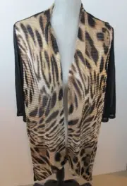 Chico's Travelers Size 2 Leopard Mesh Mixed Print Jacket Cardigan - NWT