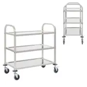 Stainless Steel Kitchen Trolley Food Service Storage Cart Locking Wheels 3 Shelf