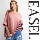SIZE S EASEL MAUVE DOWNTOWN GIRL STRIPED BOXY TOP/T-SHIRT/Blouse BHCS