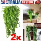 2x Artificial Hanging Ferns Plant Vine Fake Boston Fern Hanging Plant Waterproof