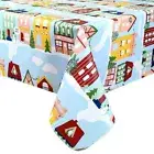 St Nicholas Square Christmas Townhouses Houses Vinyl Tablecloth 60 x 84 Oblong