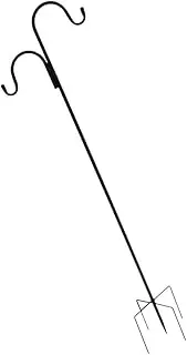 ifundom Double Hook Shepherds Hook for Garden for Lanterns Flower Pots and Bird Feeders Rustic Outdoor Ground Insert for Courtyards and Gardens