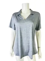 Lady Hagen Womens Top Shirt Polo Gray Spacedye Golf Short Sleeve Size L NWT