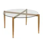 Henn&Hart 17" Metal Mid-Century Modern Brass and Gold Finish Coffee Table