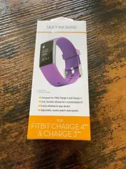WITH IT FITBIT CHARGE 3 & 4 SILICONE BAND PURPLE NEW IN PACKAGE
