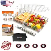 Lightweight Stainless Steel Adjustable Grill Basket with Easy Cleanup & Lid