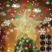 ChristmasTreeTopper Lighted with 6Projection Modes Star Tree Topper Built-in LED