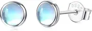 [Sanfenly] 925 Sterling Silver Moonstone Stud Earrings 14K White Gold Synthetic Round Moonstone Small Stud Earrings for Women