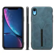 Denior For Apple iPhone XR Leather Case with Elastic Wallet Card Holder Slot Pocket Cover – Blue