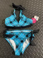 NEW Justice Girls Halter 2 Piece Checkered Halter Bikini size 6