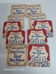 Lot of 10 1961 NOS Pabst Blue Ribbon Beer Vintage Coasters 2-Sided