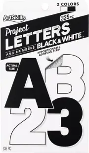 2.5" Paper Poster Letters and Numbers for Projects and Crafts, Black and White,