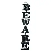 New Halloween BEWARE 2ft Chalkboard Hanging Sign Black Seasonal Door Wall Art